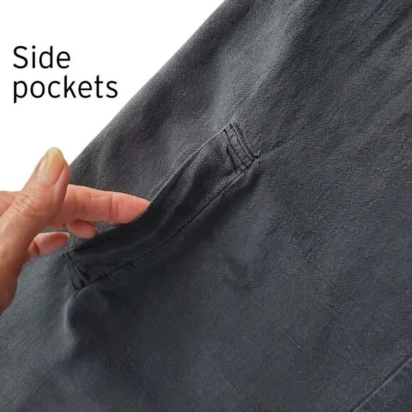 Lagenlook Lightweight Overalls Adjustable Cropped Charcoal Grey Size S/M - Picture 6 of 16